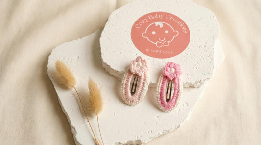 Petite blossom crochet flower hair clip accessory duo (pair)