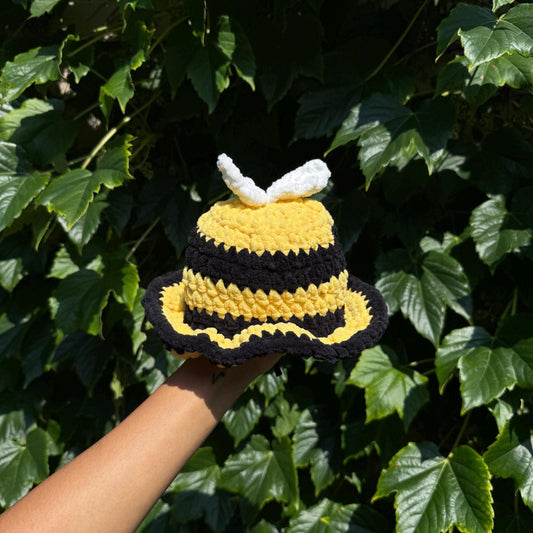 Crochet Baby Bee Hat — Handmade Bucket Hat Gift for Newborn, Infant & Toddler