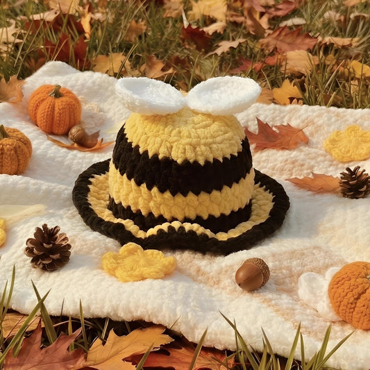 Crochet Baby Bee Hat — Handmade Bucket Hat Gift for Newborn, Infant & Toddler