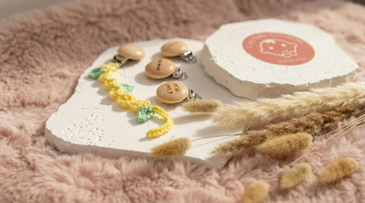 Crochet Lemon Pacifier Clip: Handmade Baby-Safe Cotton Gender Neutral Gift with FREE ENGRAVING