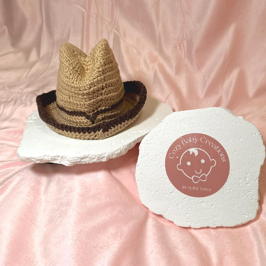 Crochet Newborn Cowboy Hat: Western Photo Prop, Baby Outfit