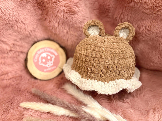 Crochet Baby Bear Hat: Handmade Chenille Beanie, Newborn Photo Prop