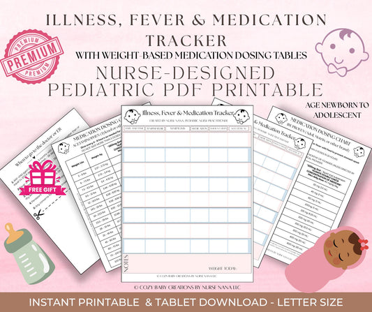 Child Health Tracker: Fever & Medication Log, Nurse Designed (PDF)