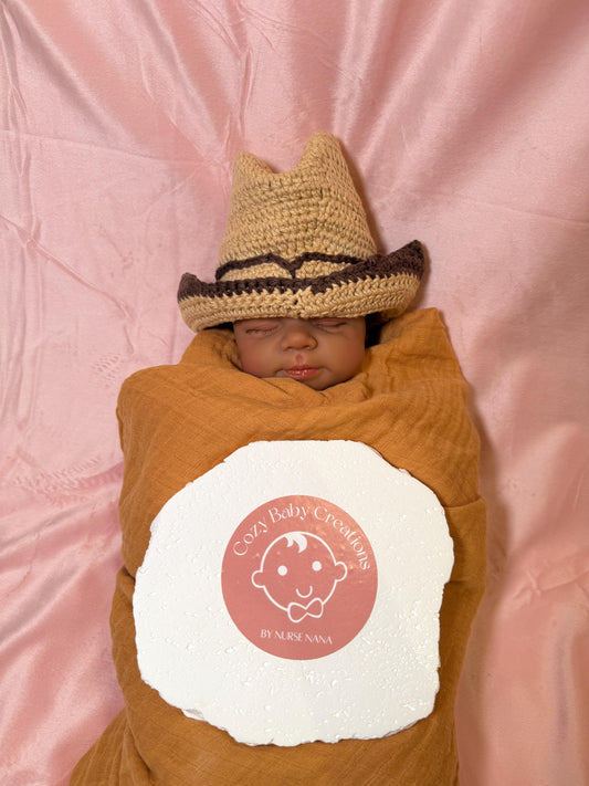 Crochet Newborn Cowboy Hat: Western Photo Prop, Baby Outfit