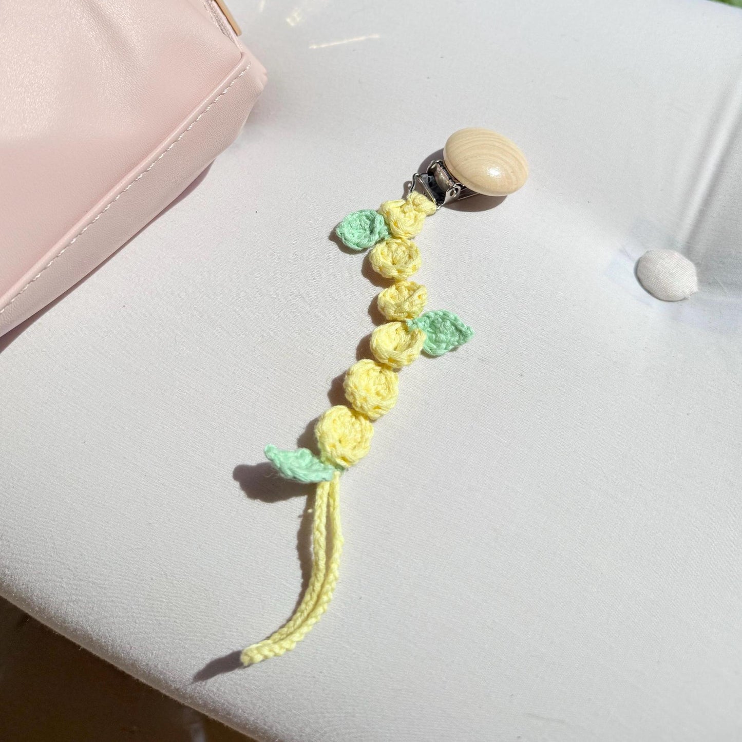 Crochet Lemon Pacifier Clip: Handmade Baby-Safe Cotton Gender Neutral Gift with FREE ENGRAVING