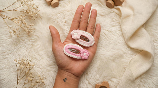 Petite blossom crochet flower hair clip accessory duo (pair)